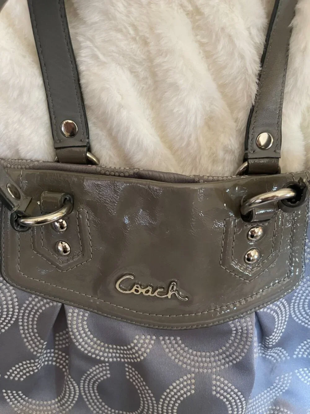 Coach Signature C Gray Medium Satchel Top Handle