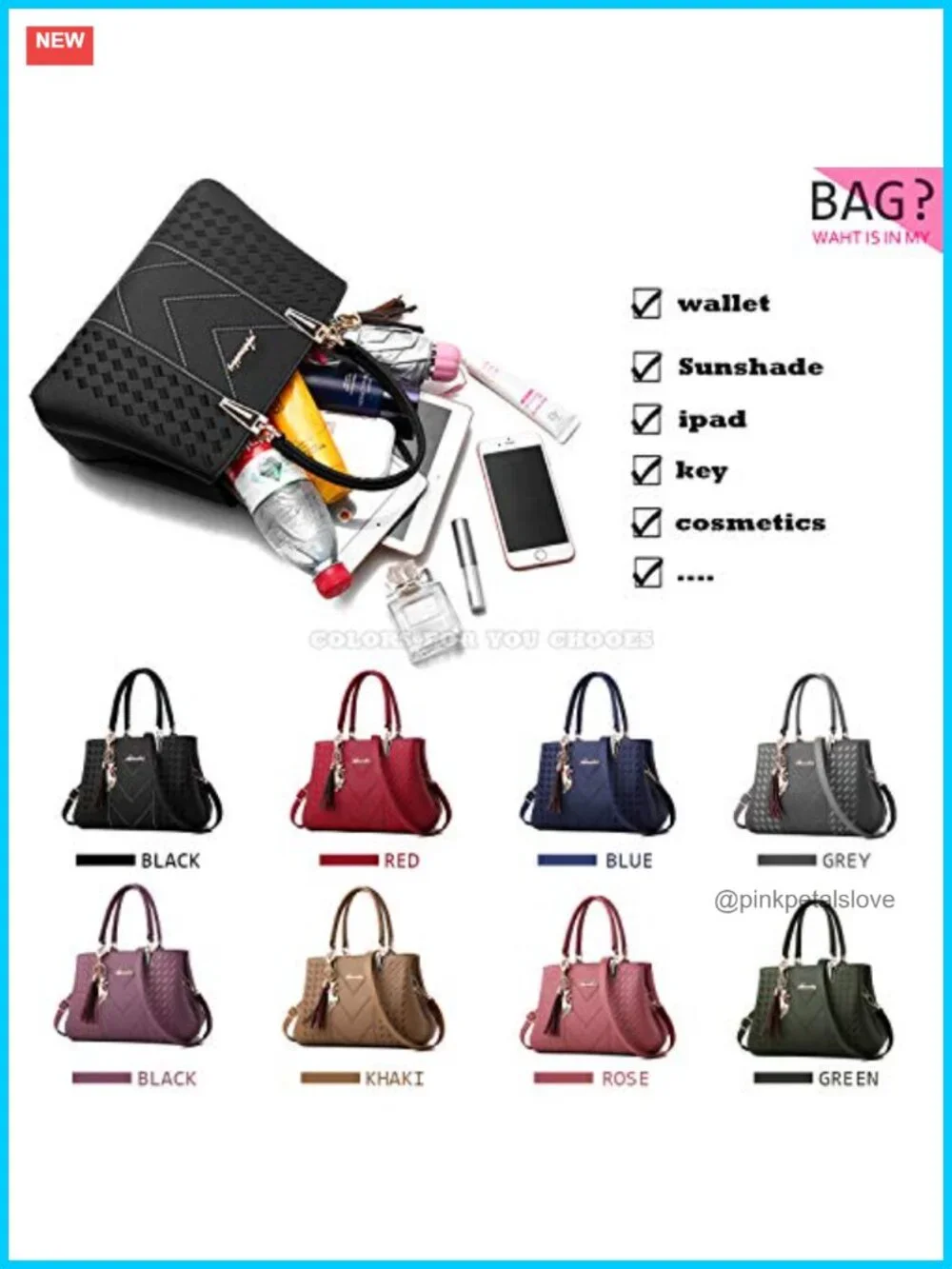 PU Leather Satchel Shoulder Bag Tote Crossbody Bag