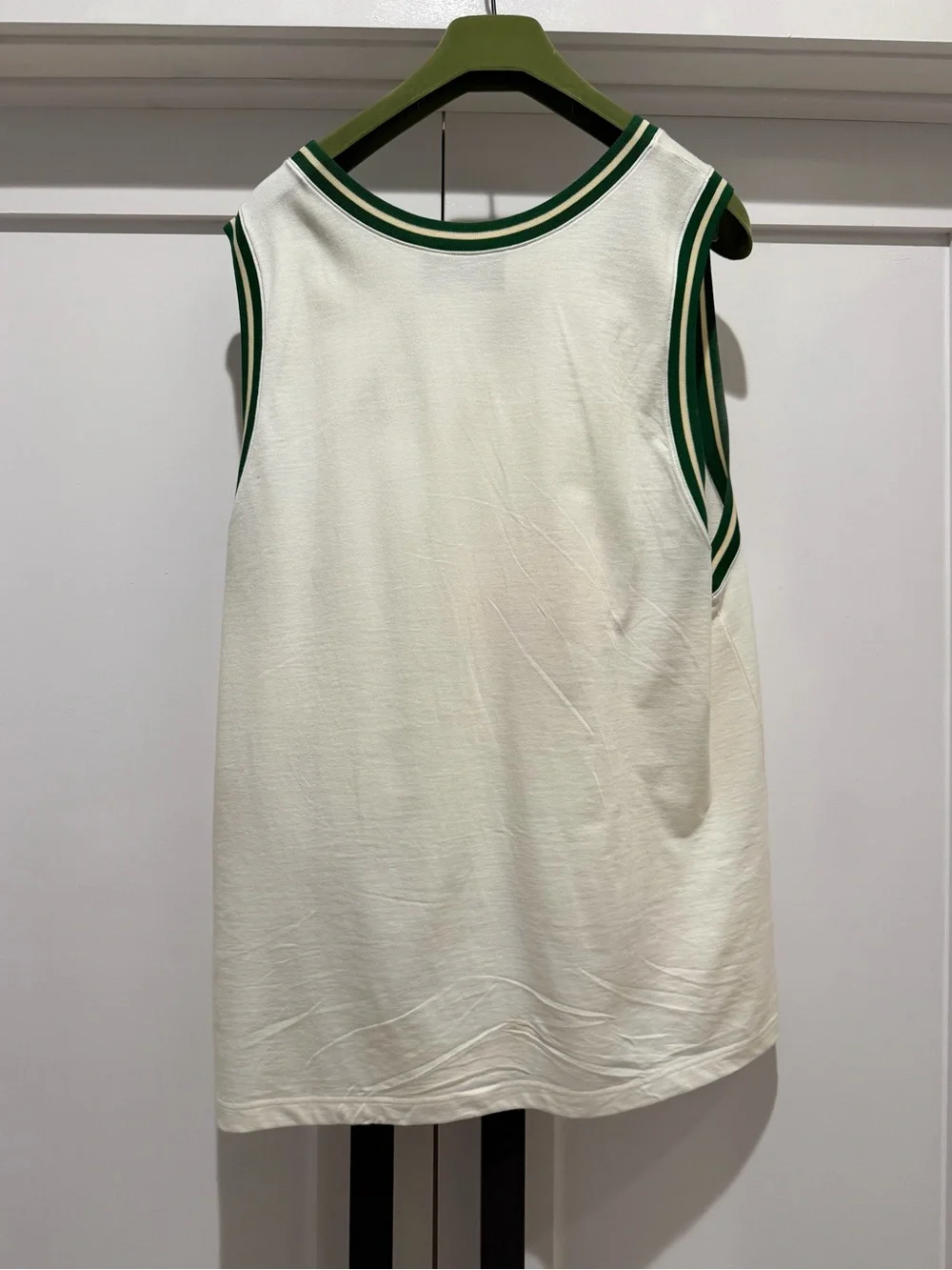 Gucci Kids Cream Tank Top with Green Trim and Multicolor Logo