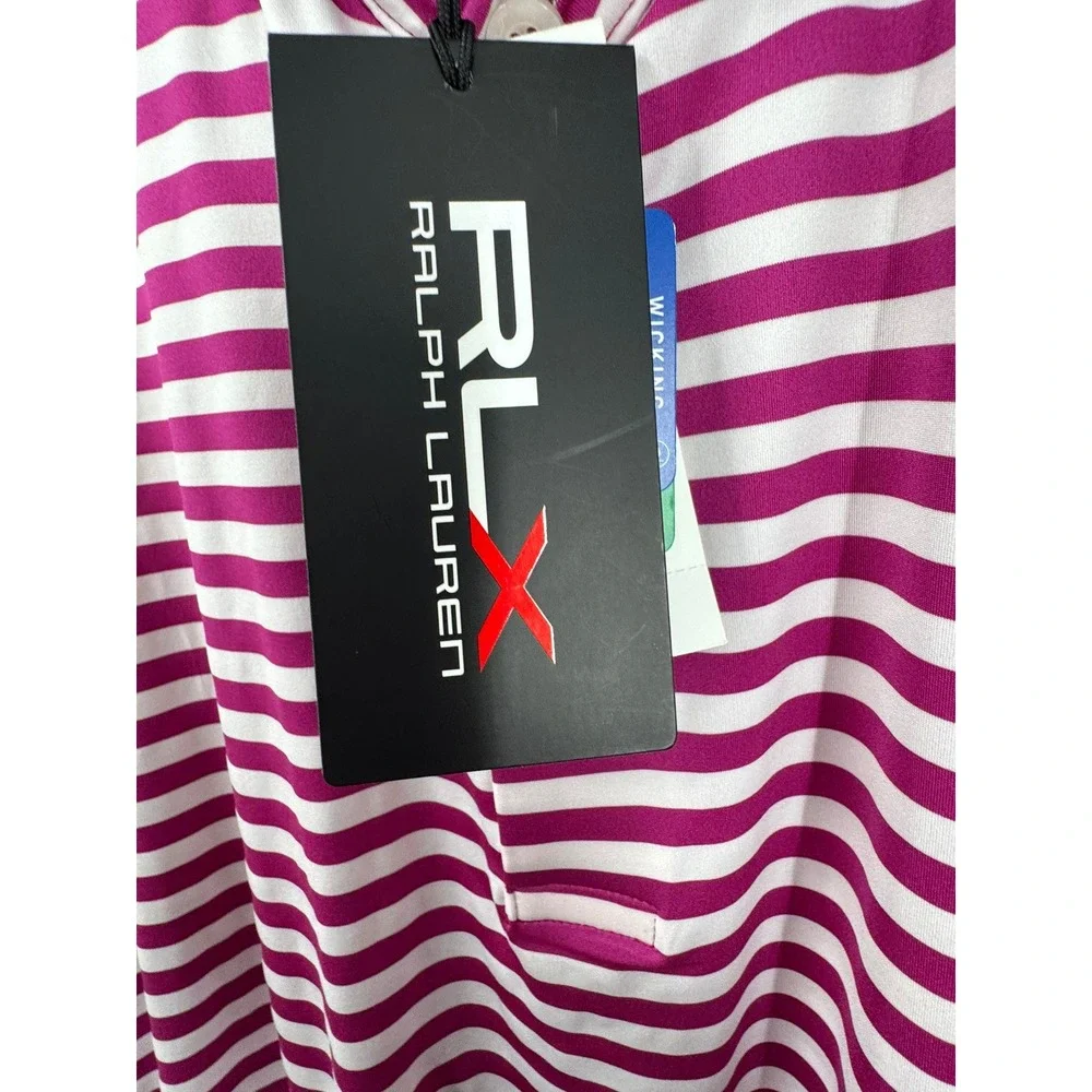 Ralph Lauren‎ RLX Golf Polo Shirt Pink White Stripe Performance Men's Small