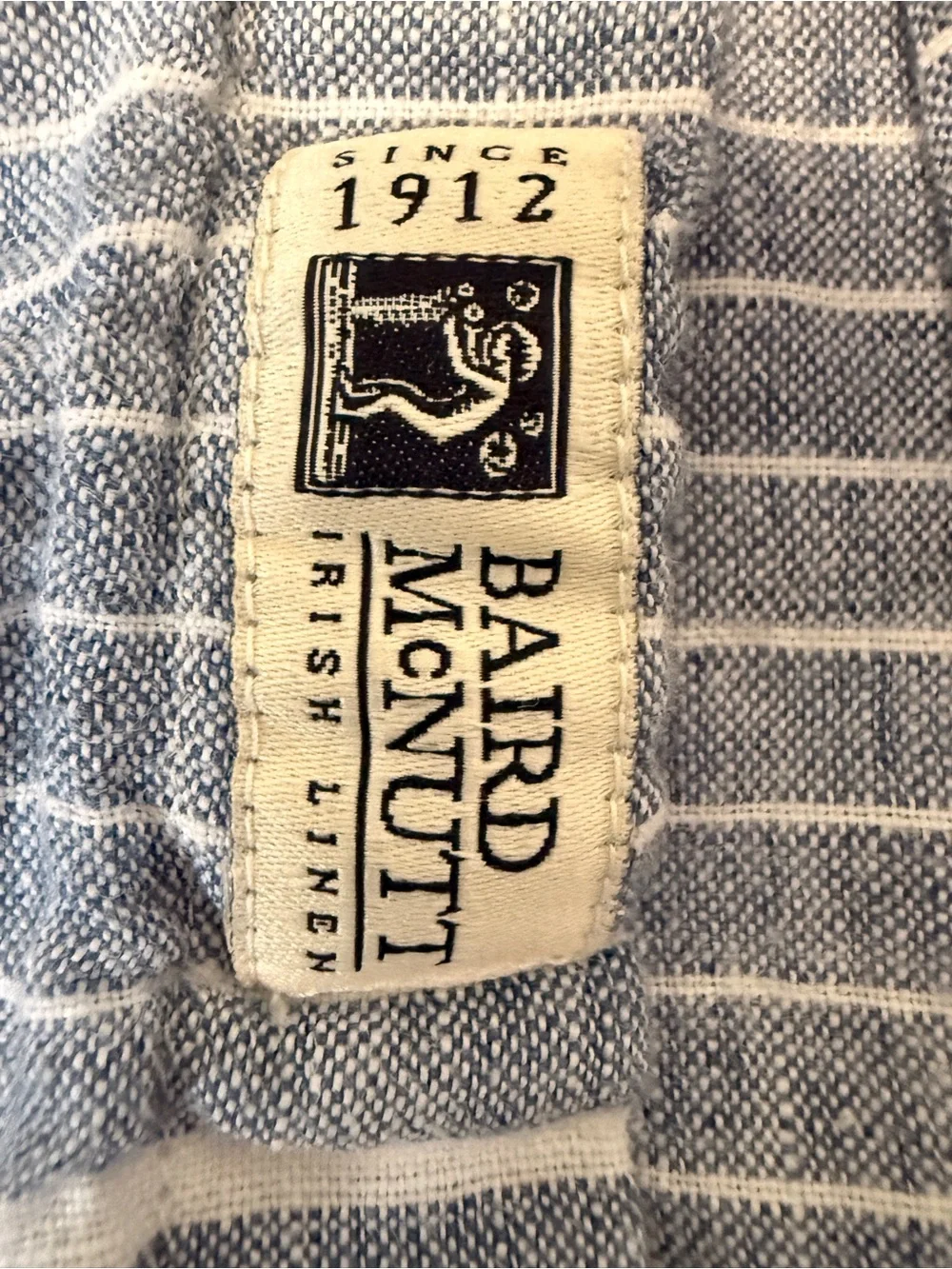 J.Crew Irish Linen Shirt Mens M Coastal Beach Resort Camp Summer Blue White