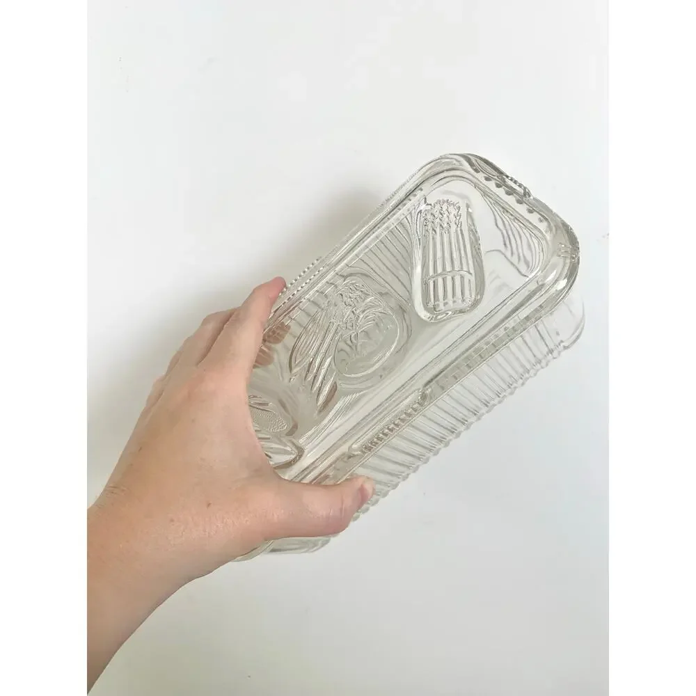 Vintage Federal Glass Refrigerator Dish Lidded Glass Storage Container Retro