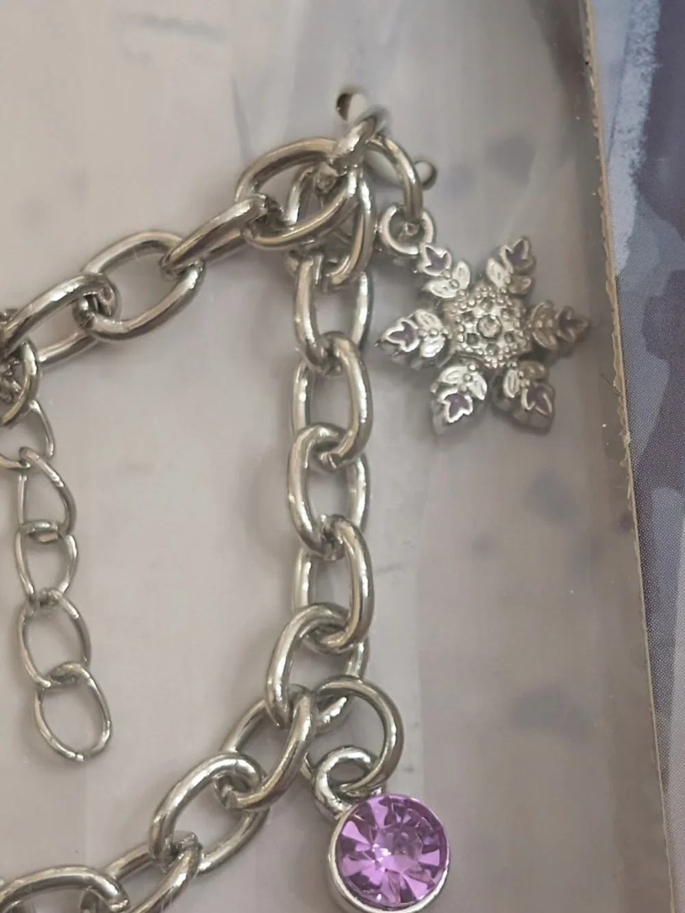 Disney Frozen II Anna Elsa Charm Bracelet Silver Tone NIB Snowflake