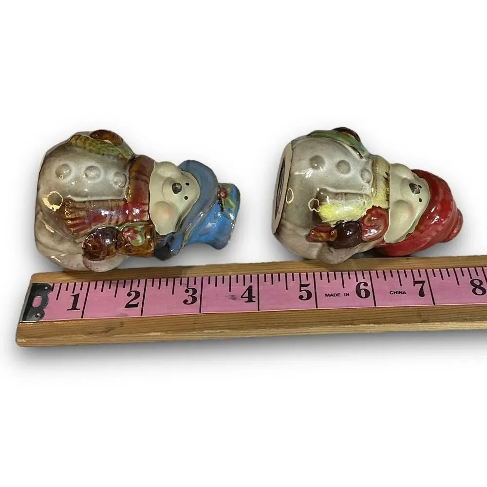 Christmas KIRKLAND’S Potter’s Garden Snowman Salt & Pepper Creamer & Sugar Set