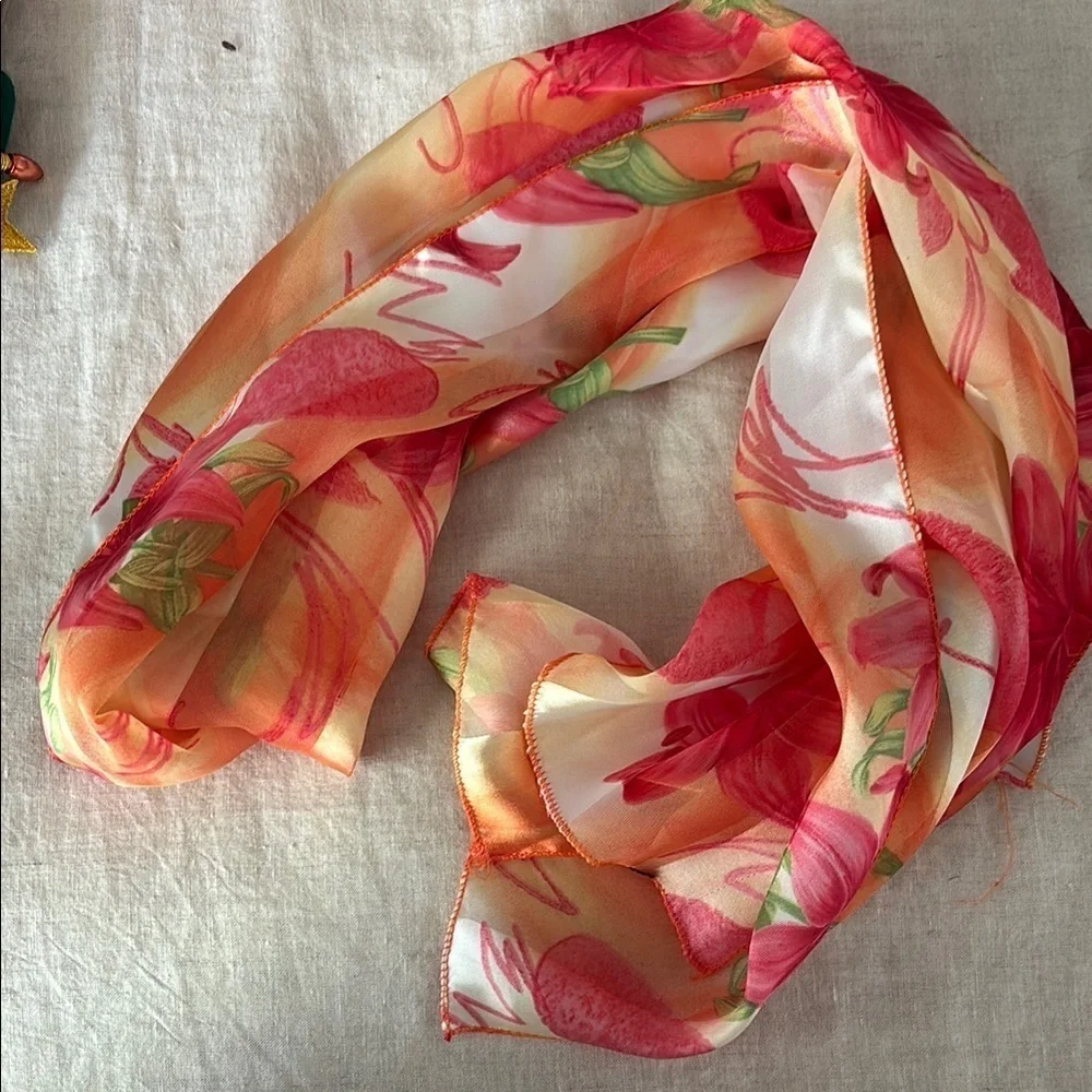 Floral Silk or polyester? Scarf