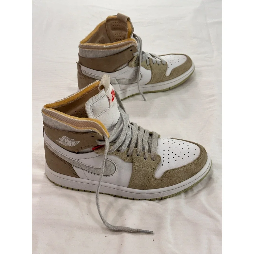 Womens Air Jordan 1 High‎ Zoom CMFT Olive Aura Size 7 White Khaki CT0979-102