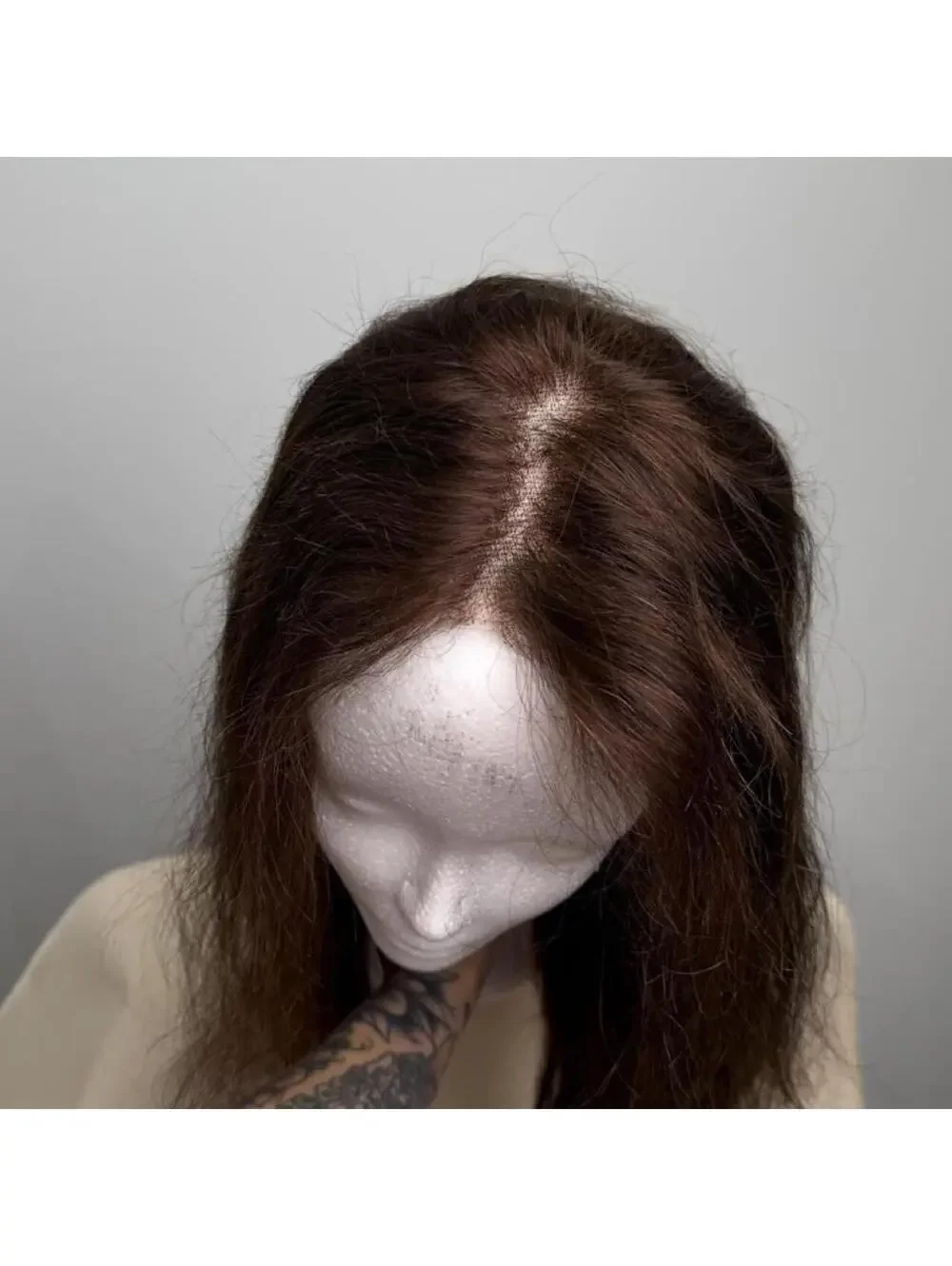 100% Human Hair Lace Front Wig, Brown Straight #4, New Without Tags