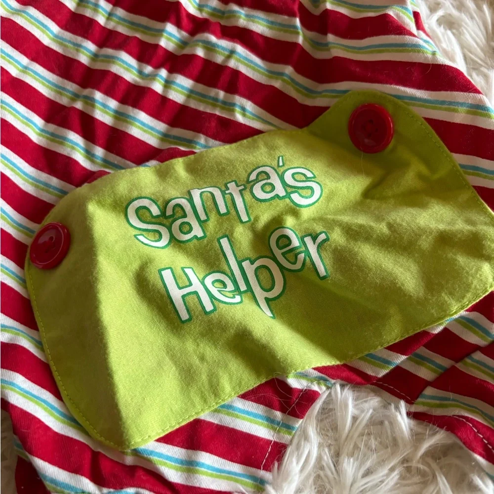 Santa’s Helper striped dog pajamas size medium