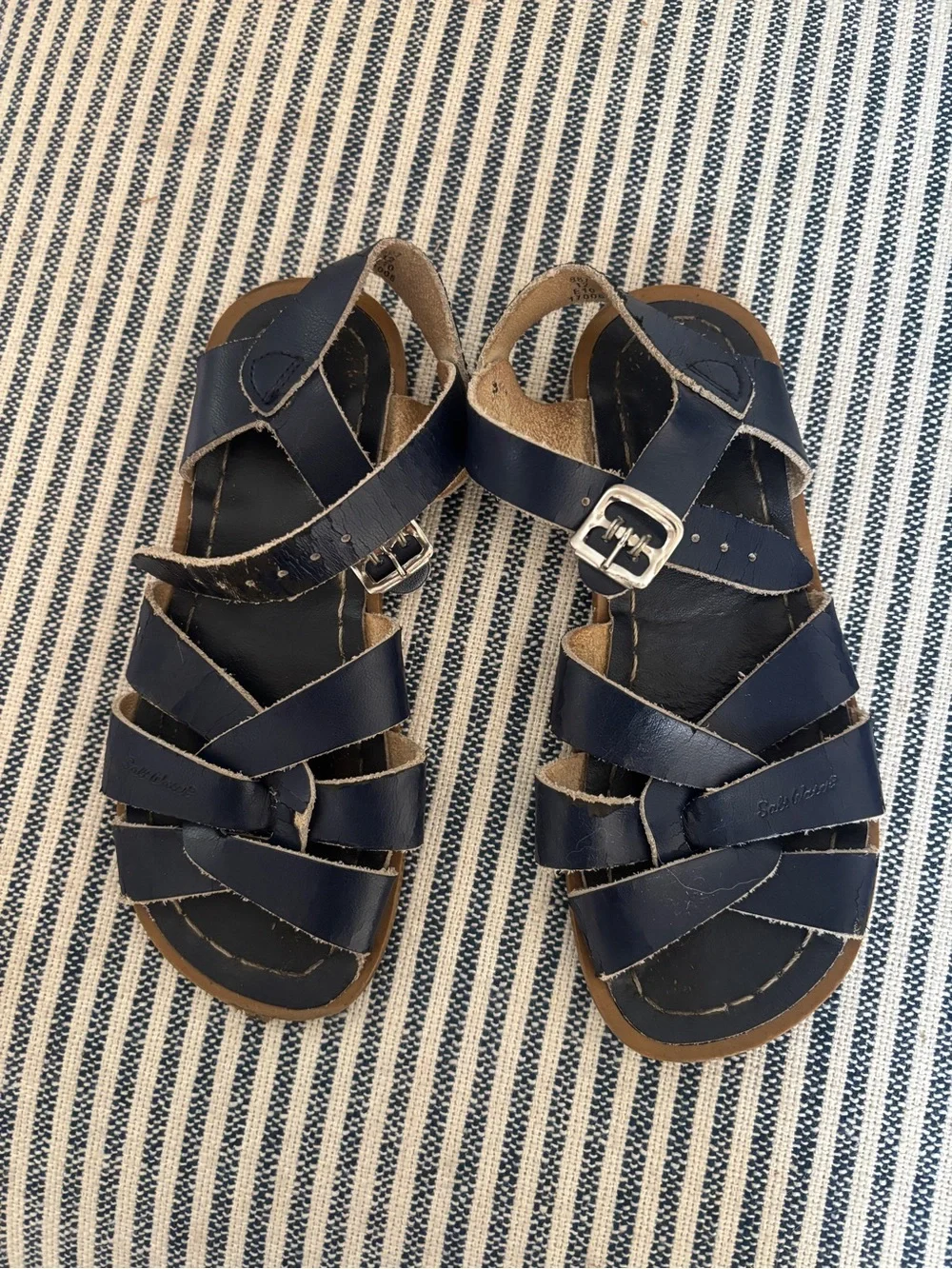 Saltwater Kids Navy Leather Sandals