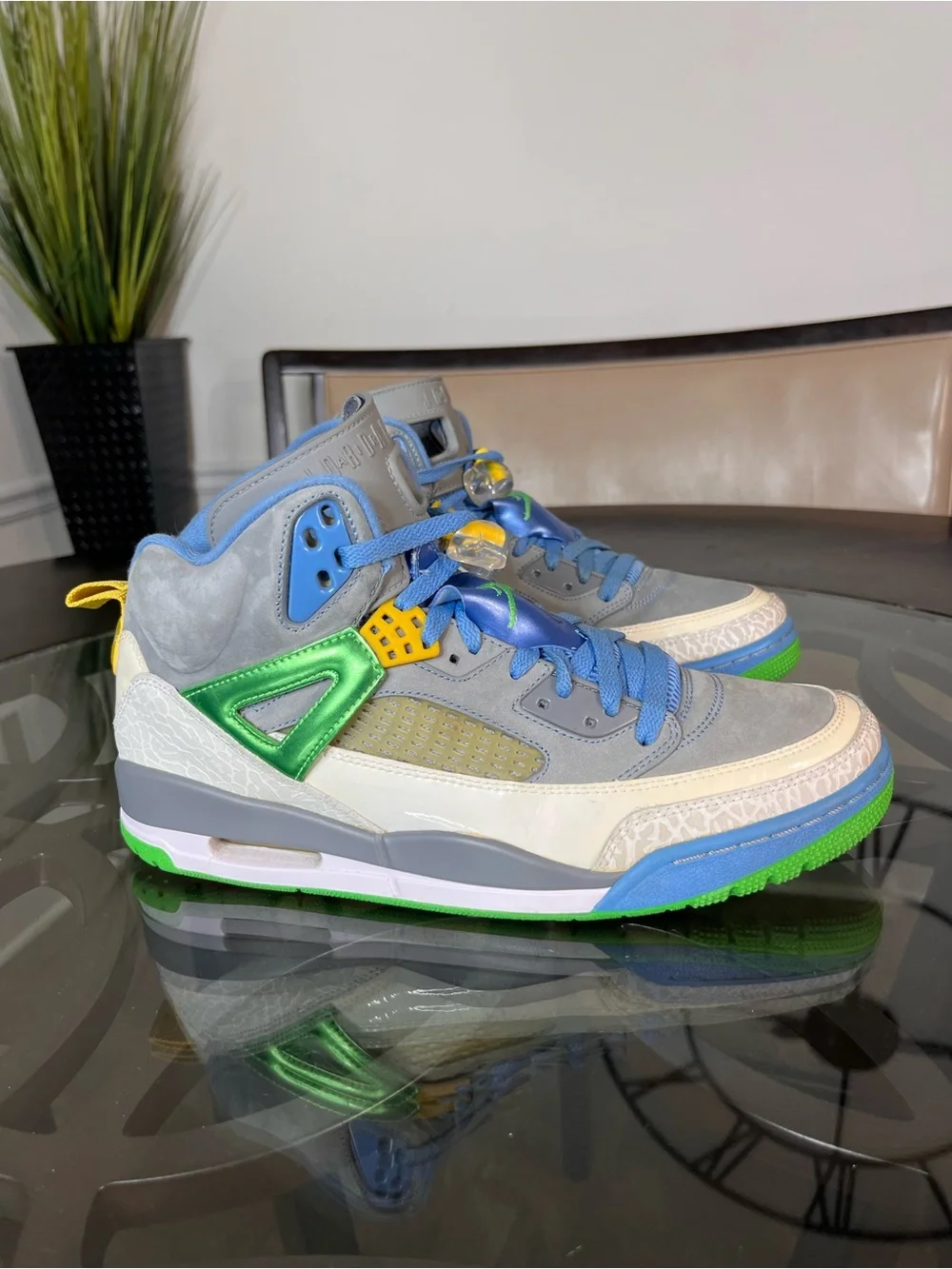 Nike Air Jordan Spizike Gray Blue Green Basketball Shoes Sneakers Mens Sz 11.5