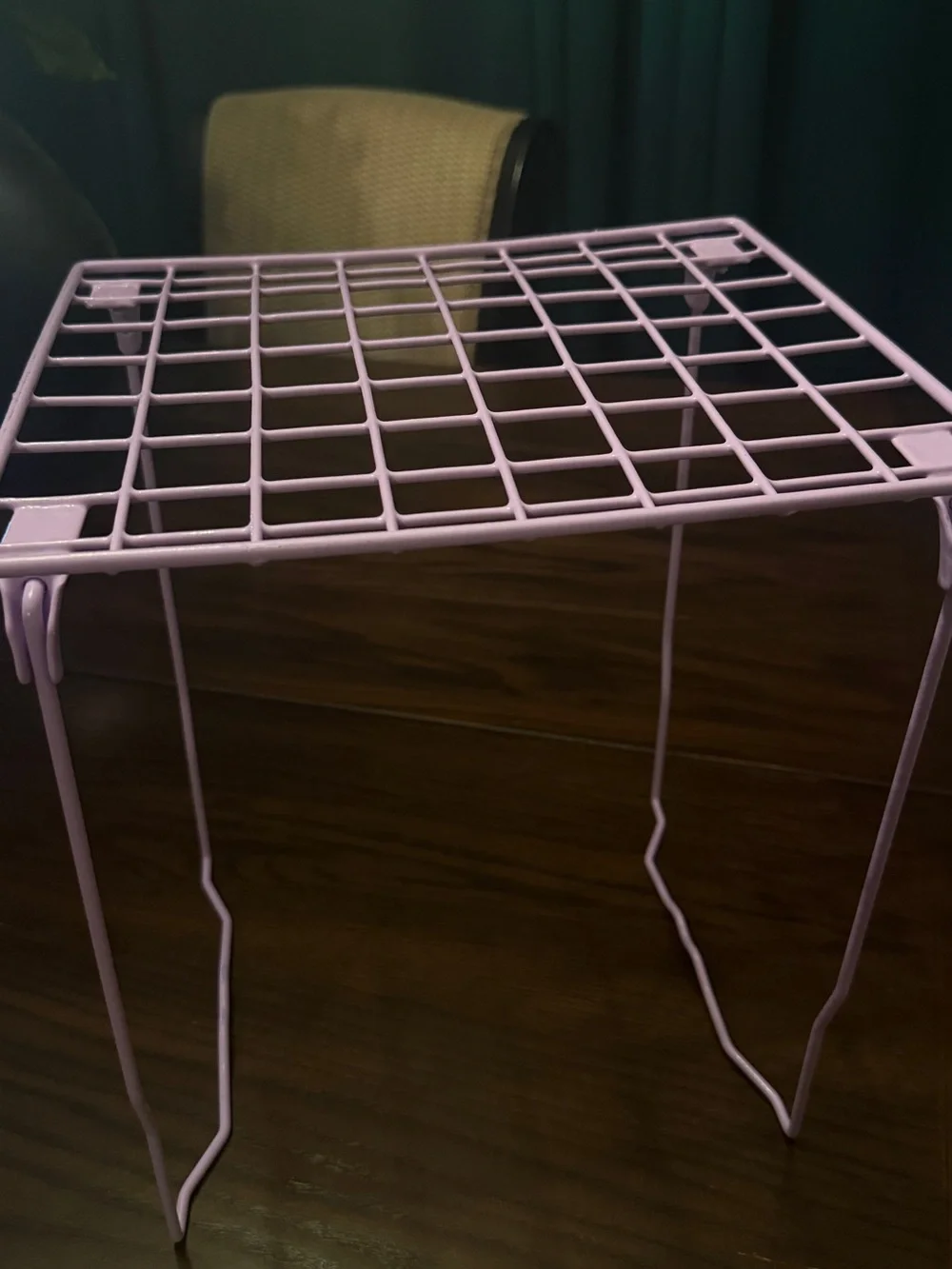 Pink Metal Grid Storage Shelf - Multipurpose Organization Rack
