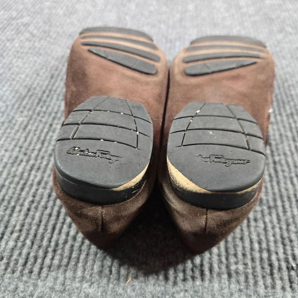 Salvatore Ferragamo Shoes Mens 44D 11 Brown Suede Moc Toe Casual Loafers Italy