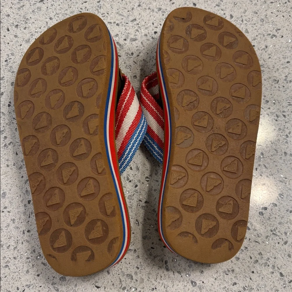 Roxy Kids' Brown Sandals with Red and Blue Straps