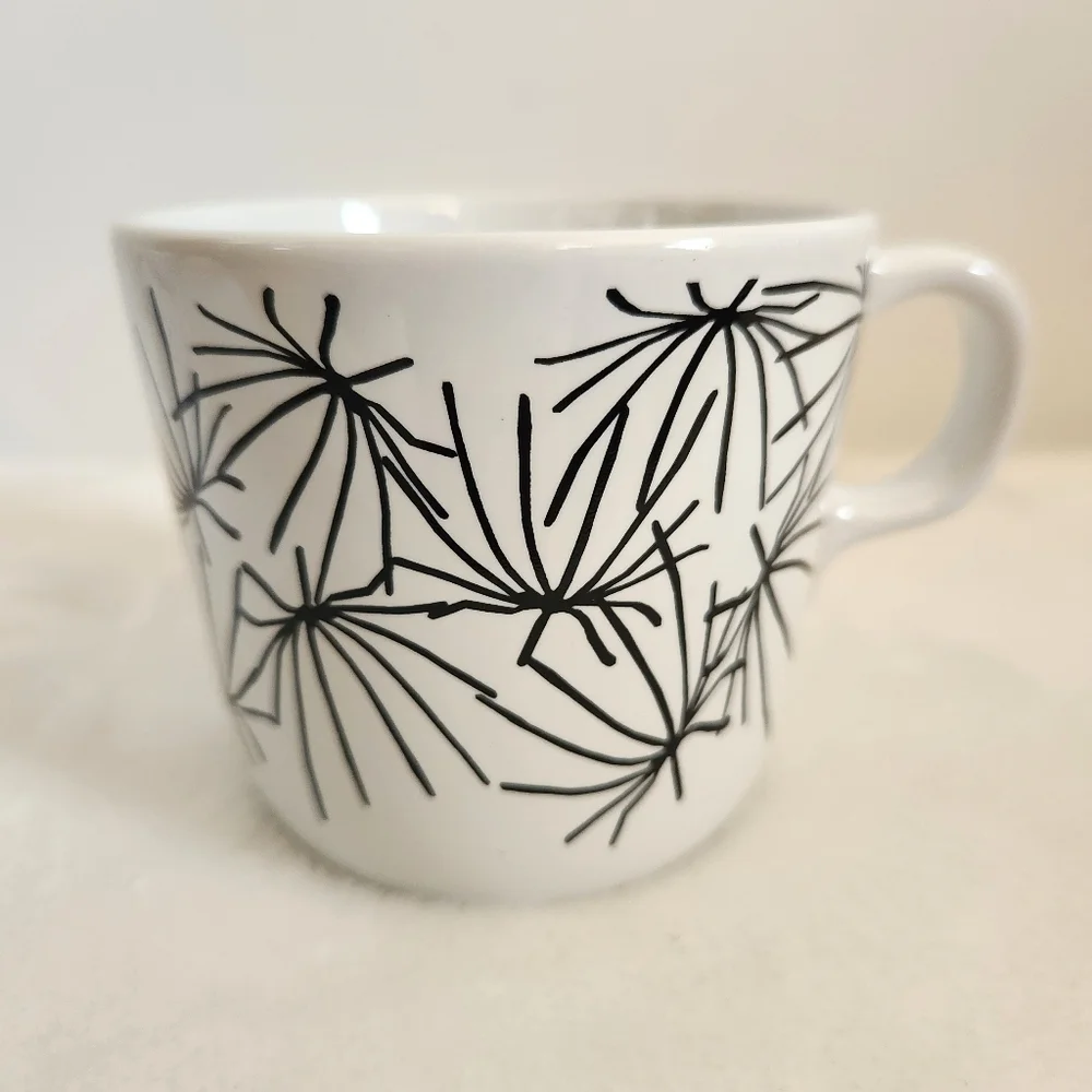 Ikea 15199 Vintage Maria Vinka Ungdom Black White Starburst Coffee Tea Mug 7 Oz