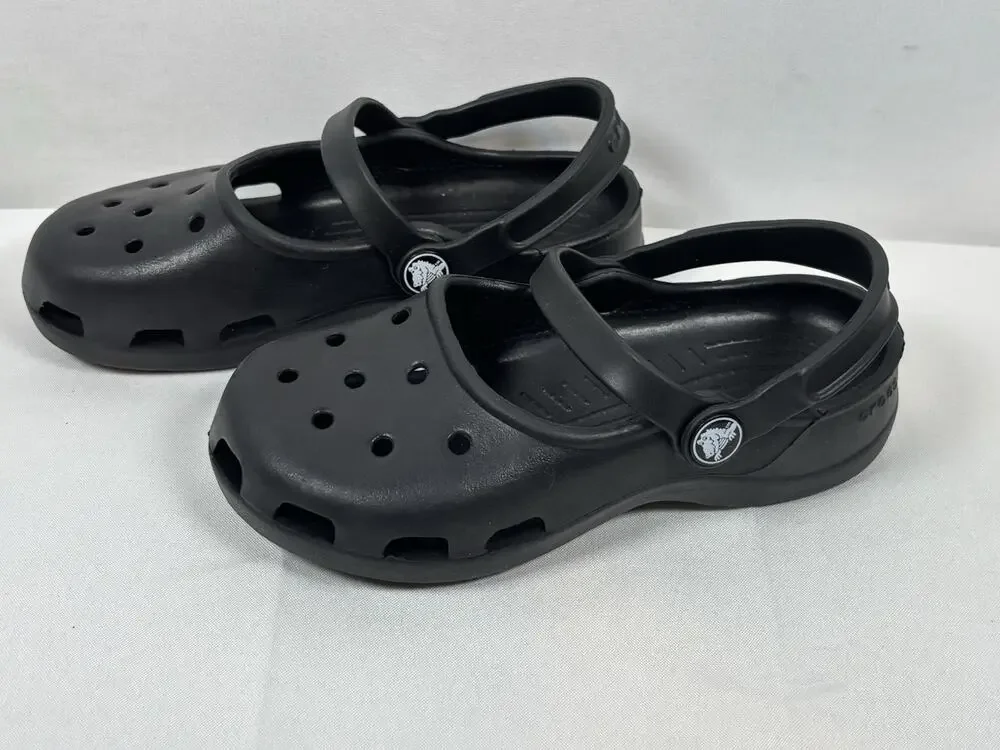 Crocs Karin Mary Jane Clogs Girls C12 C13 Black Slip On Shoes