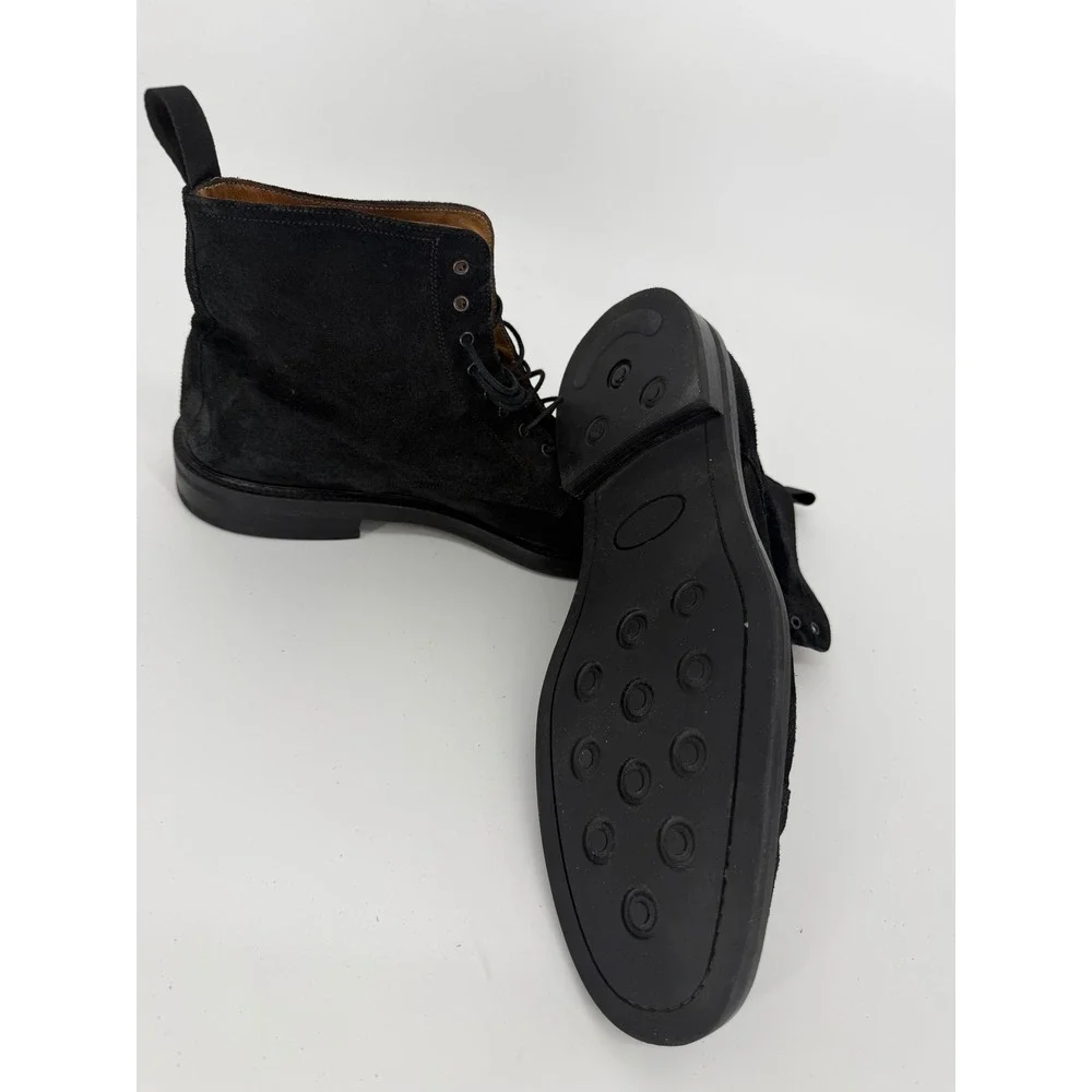 Barneys New York Mens Black Suede Cap Toe Combat Boots Made in Italy Size 12