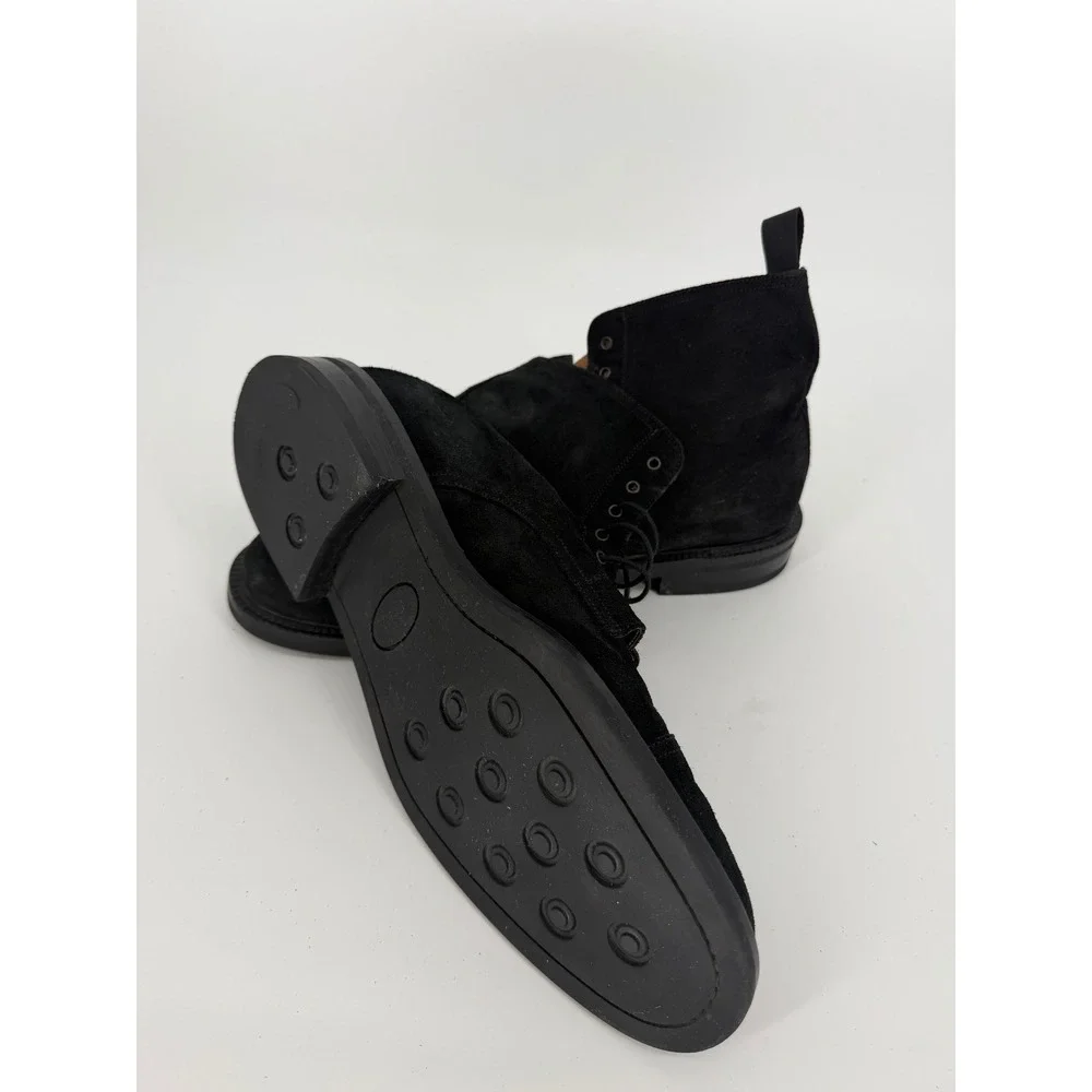 Barneys New York Mens Black Suede Cap Toe Combat Boots Made in Italy Size 12