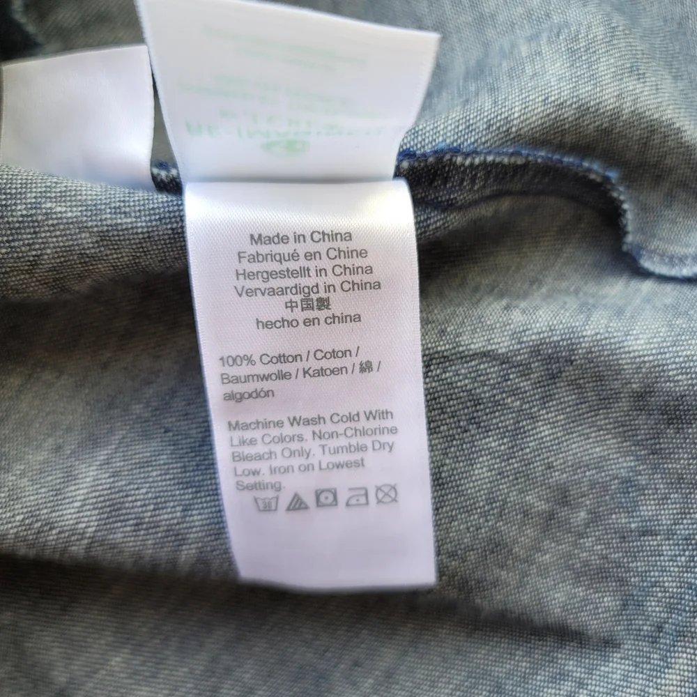 New! J. Crew sz Small S Denim Chambray Smocked Puff Long Sleeve Top NWT