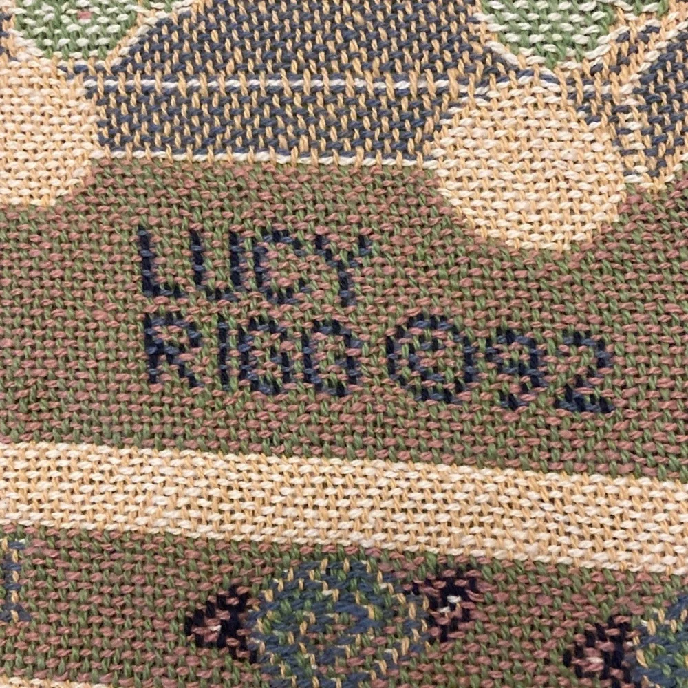 Lucy Rigg baby blanket “Let the little children come to me” woven tapestry 1992