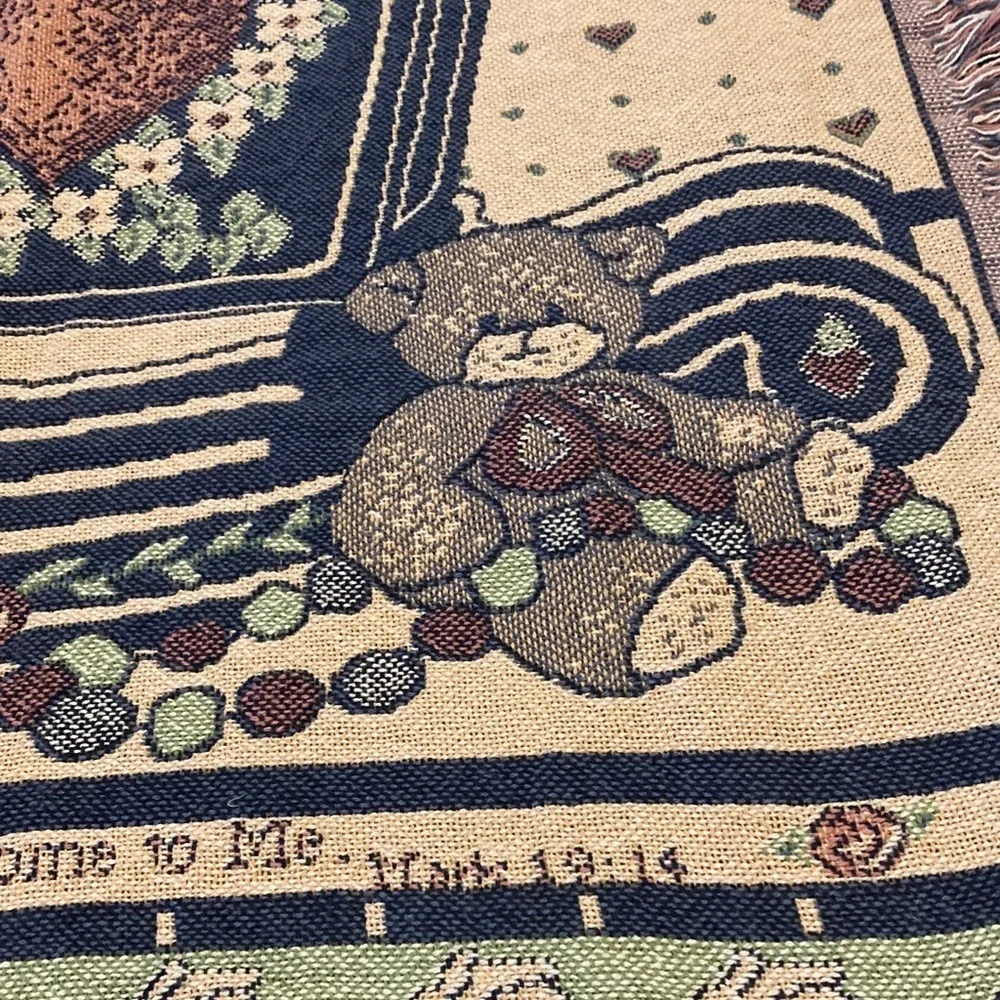 Lucy Rigg baby blanket “Let the little children come to me” woven tapestry 1992