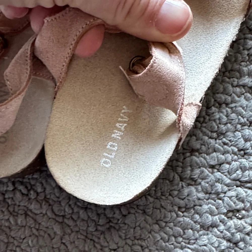 Old Navy Blush Pink Floral Suede Girls Sandals