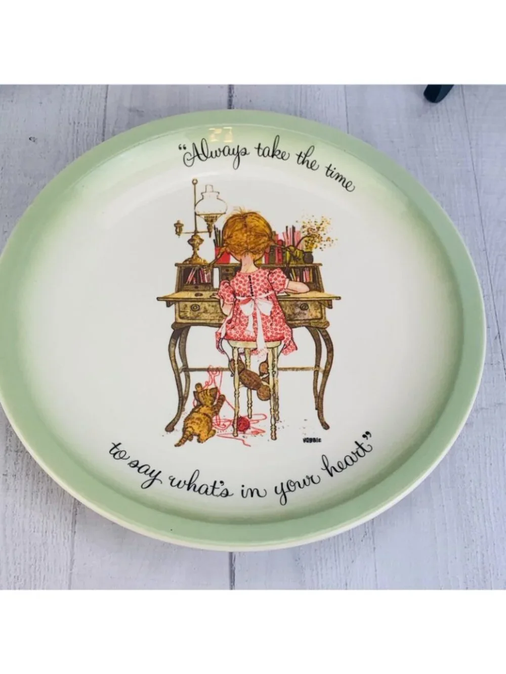 1970's American Greeting HOLLY HOBBIE COLLECTORS 4 Different Dinner Plate Set 4