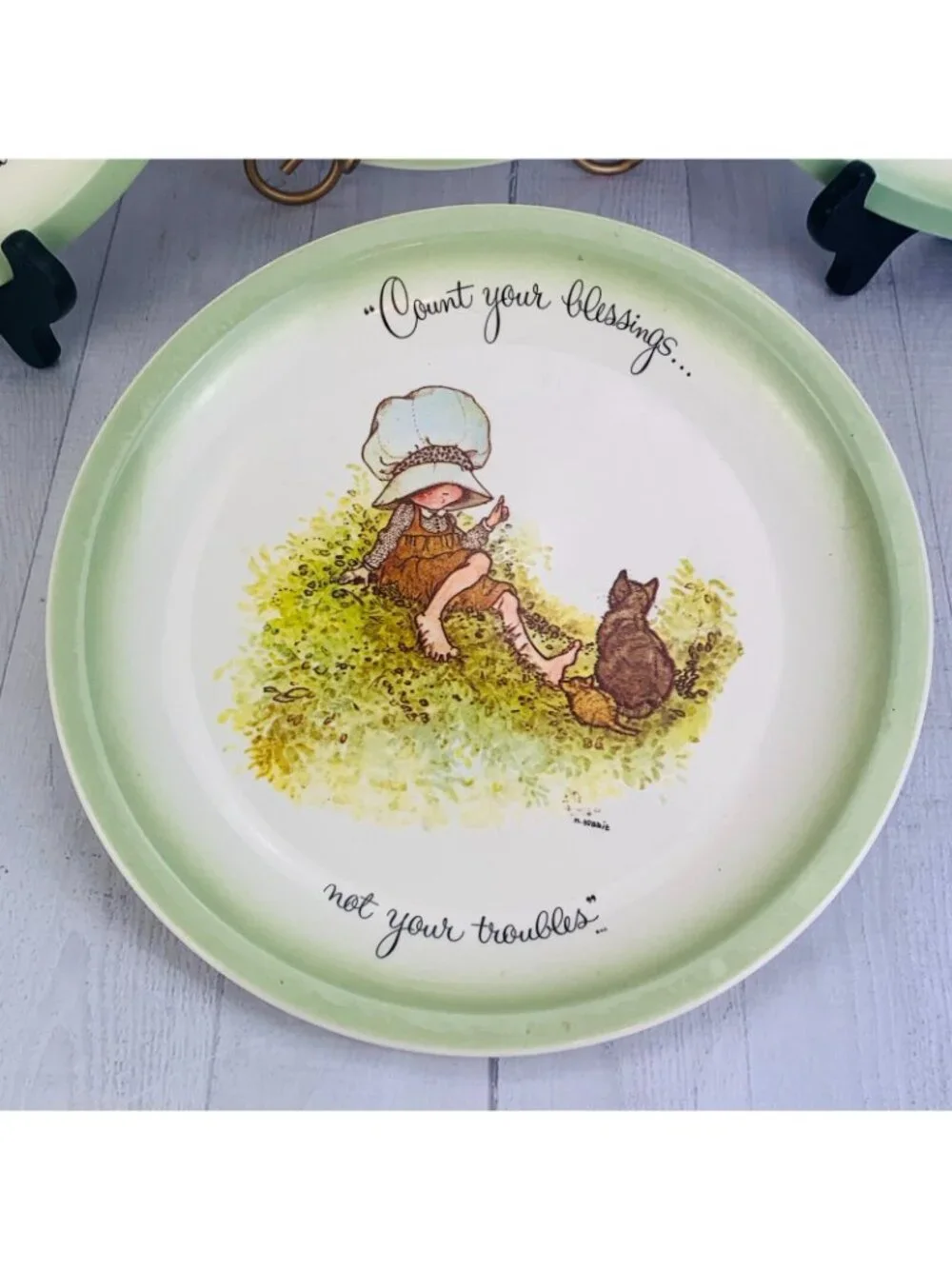 1970's American Greeting HOLLY HOBBIE COLLECTORS 4 Different Dinner Plate Set 4