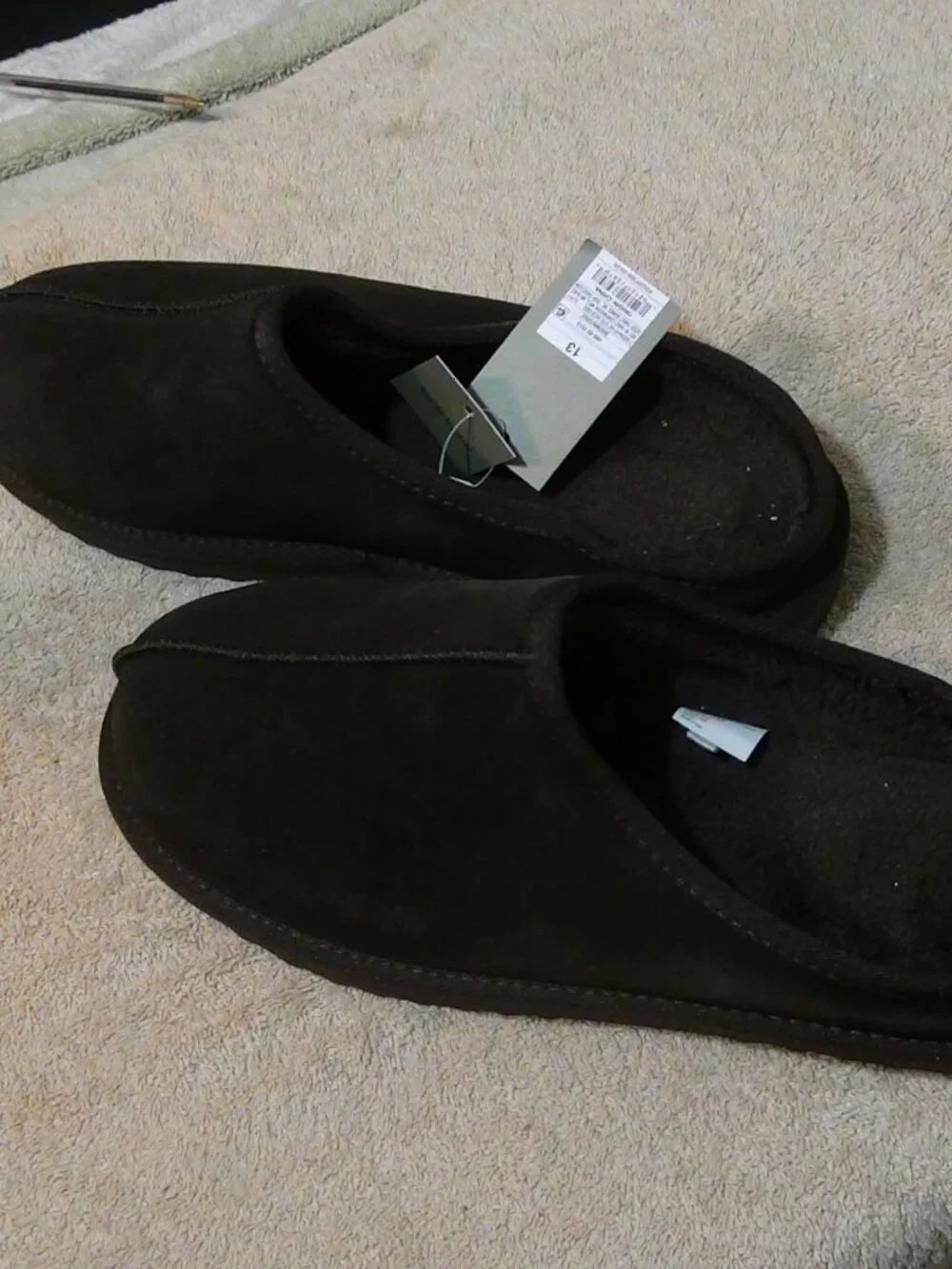 Men's Cruz Genuine Suede Clog Slippers Goodfellow & Co Size 13 Dark Brown