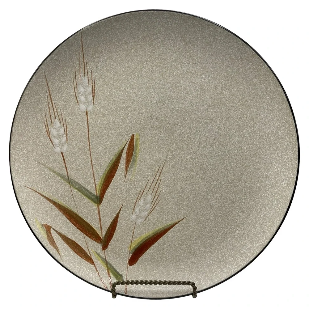 Vintage Ucagoo Wild Rice Stoneware‎ Chop Plate Round Platter Wheat Japan MCM