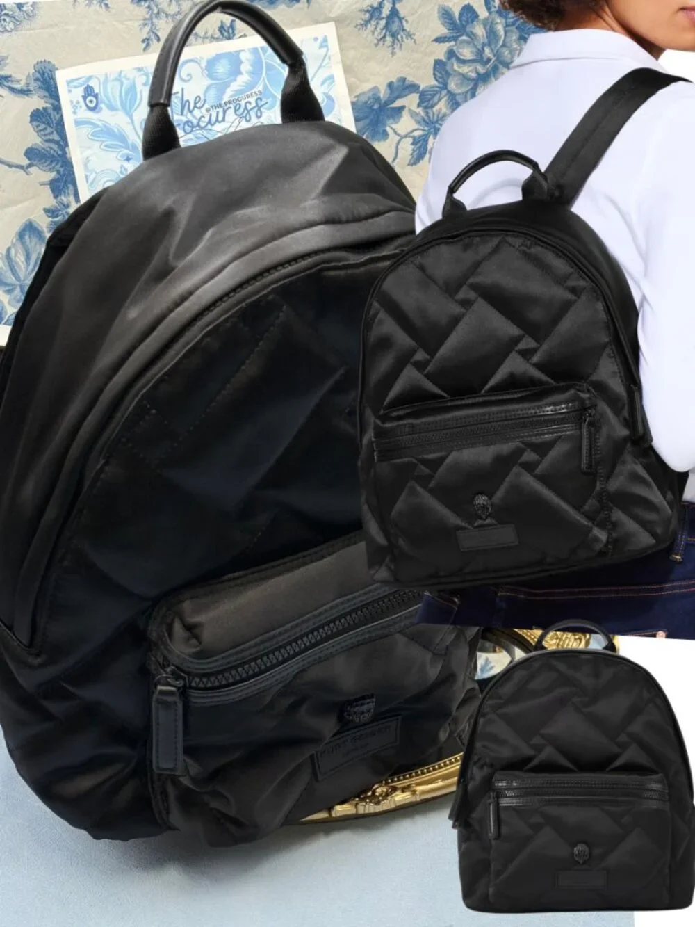 🆕 KURT GEIGER LONDON 🧿 NWOT Recycled Nylon Drench Zip Backpack, Black Nylon