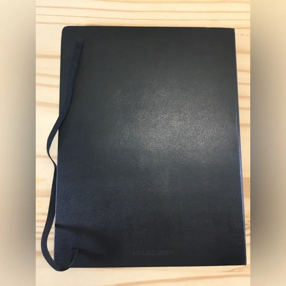 Moleskine Black Hardcover Lined Notebook Journal w/ Elastic Closure Ribbon Black