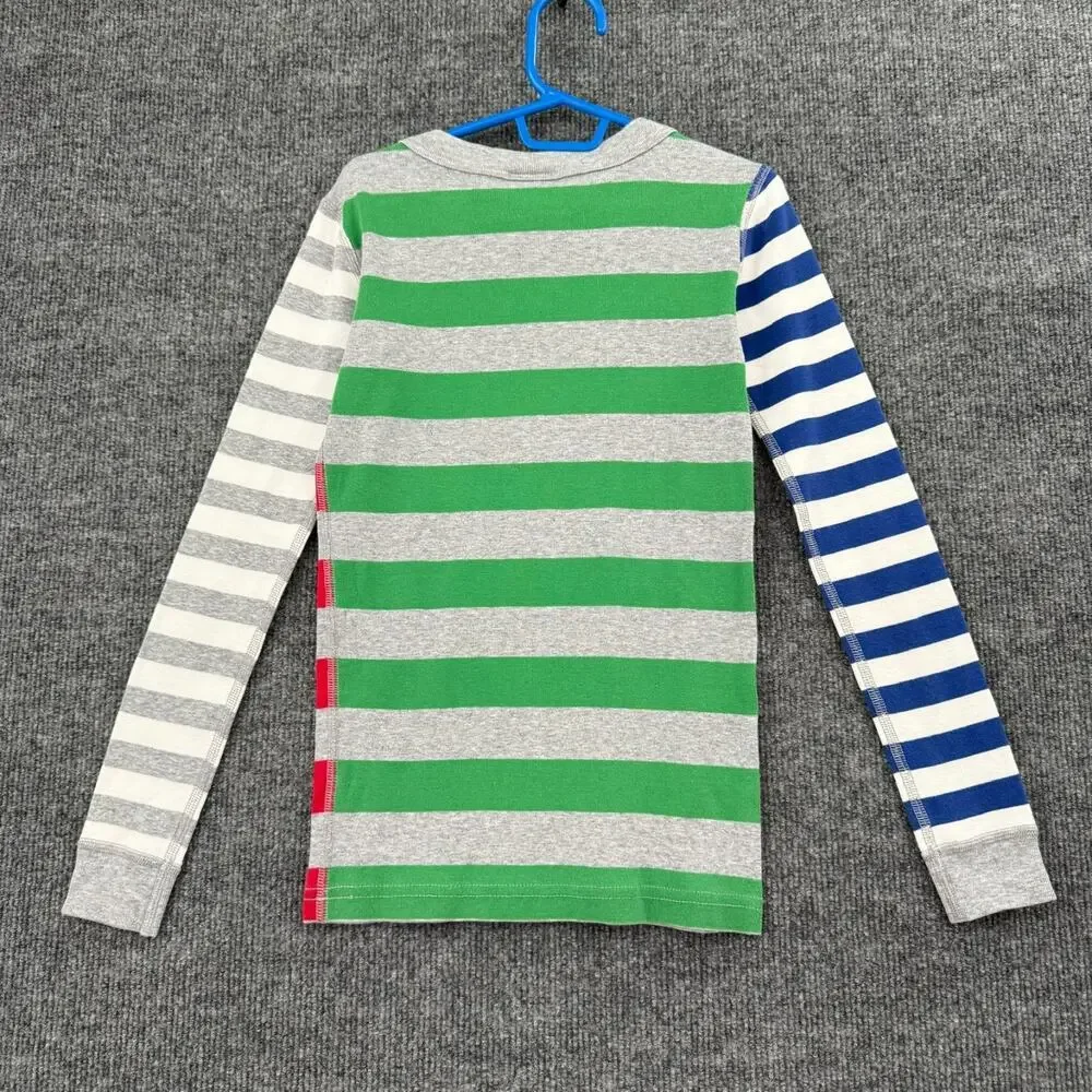 Hanna Anderson Primary Color Striped Pajama Top Sleep Shirt Sz 8 Organic Cotton