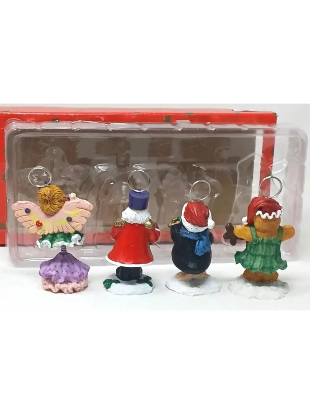 4 Christmas PlaceCard Holders Bobble Wiggle Angel Santa Penguin Gingerbread #D21