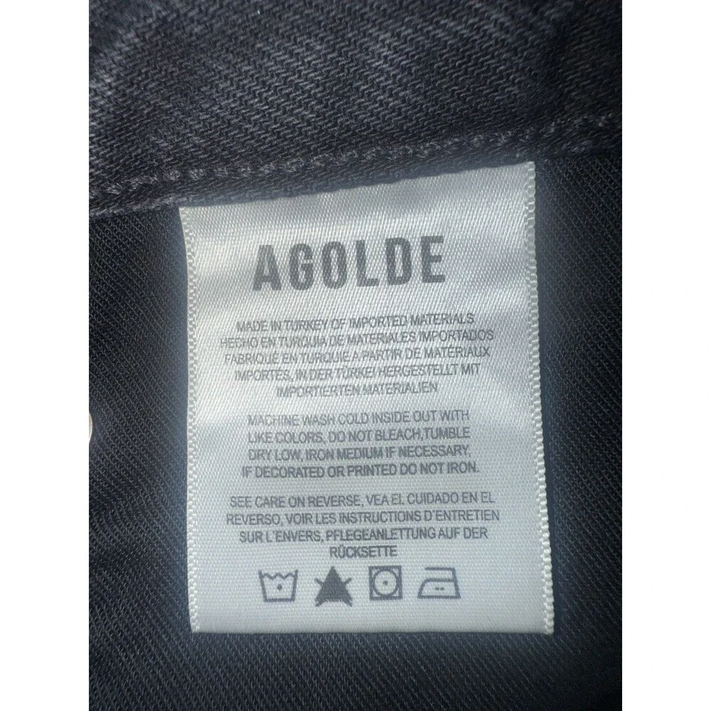 AGOLDE Parker Long Black Denim High Rise Fray Hem Jean Shorts Women’s Size 33