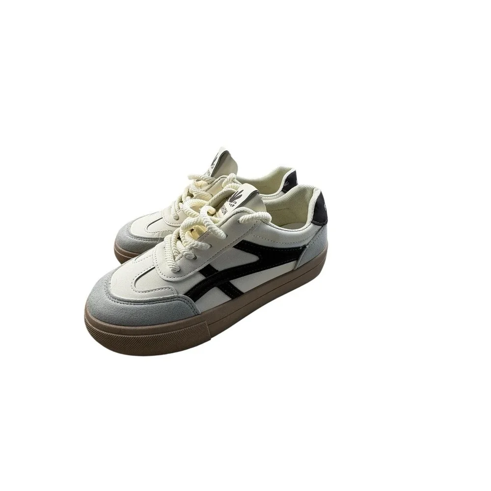 Women's Fashion Platform Sneakers EU 38 Cream Gray‎ Gum Sole