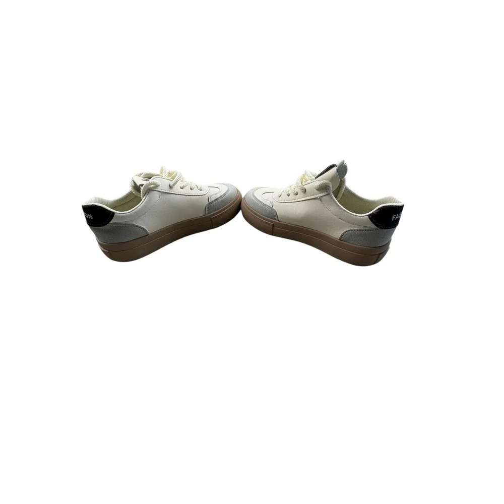 Women's Fashion Platform Sneakers EU 38 Cream Gray‎ Gum Sole