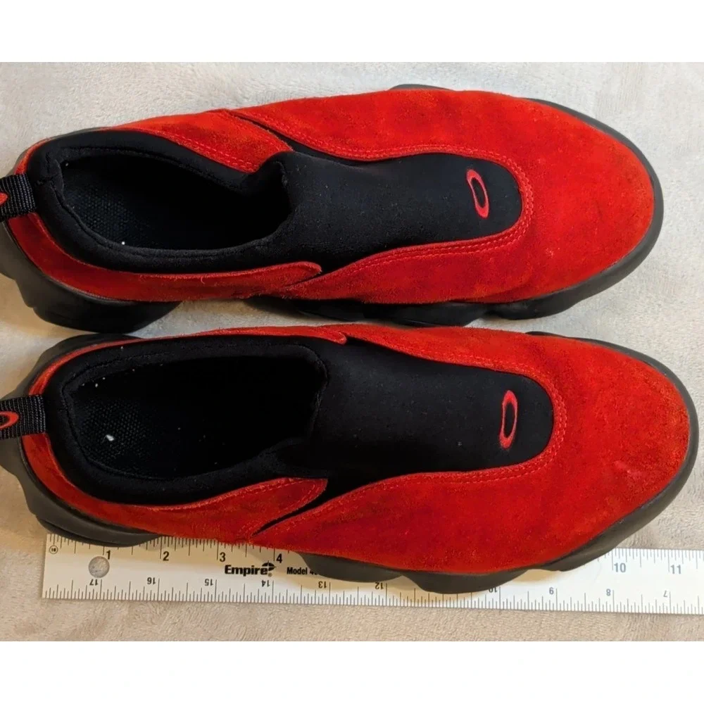 Oakley Flesh Red Suede Slip On Shoes Y2K Gorpcore Men's 9.5‎ Rare