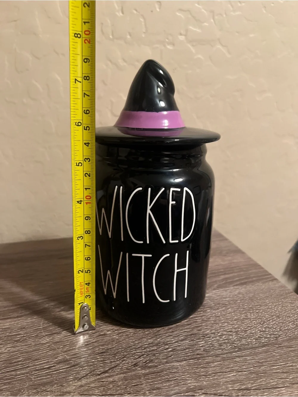 Rae Dunn Wicked Witch Canister Hat Lid Black Purple Halloween Ceramic NIB