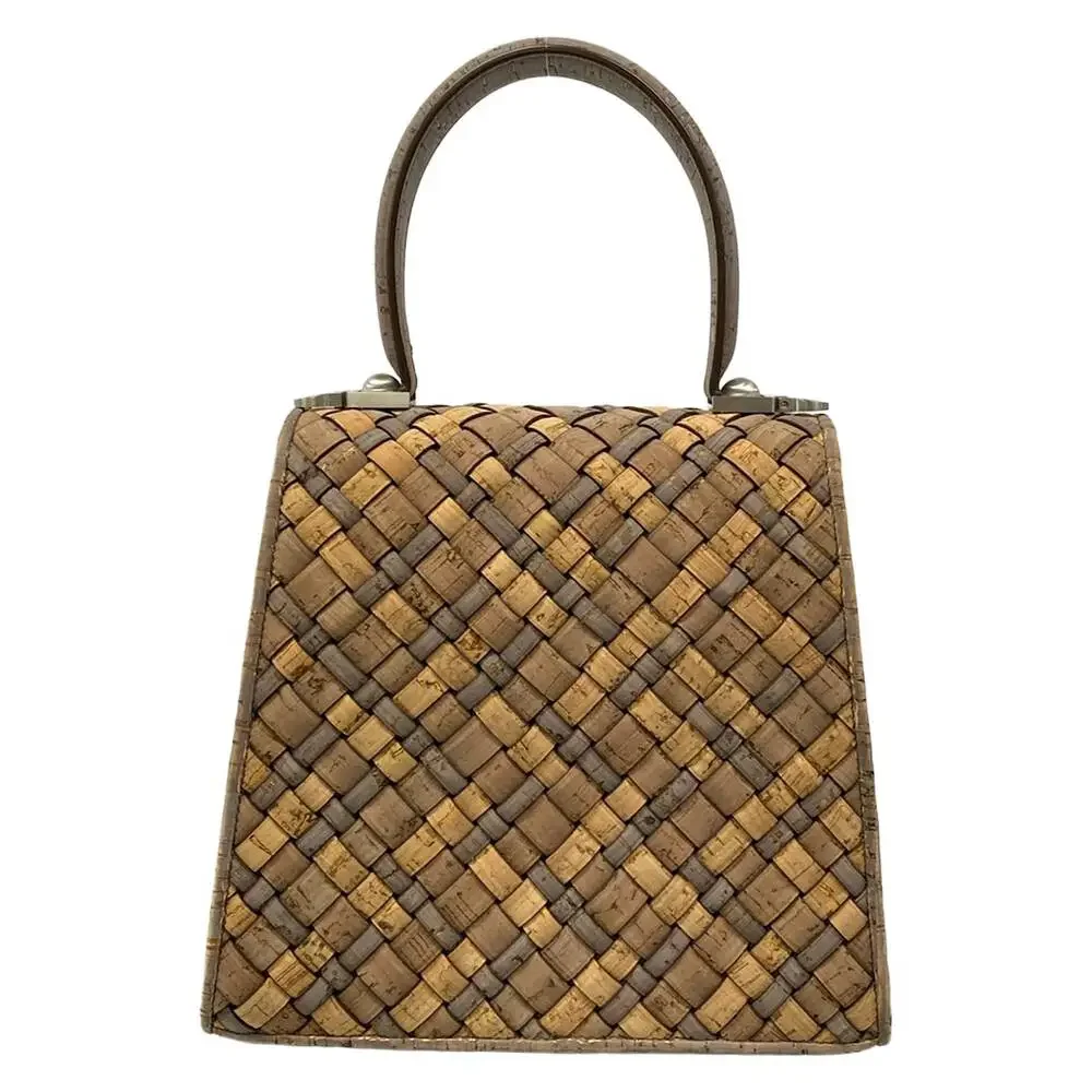 Salvatore Ferragamo Gancini Handbag Beige Gray Dark Brown