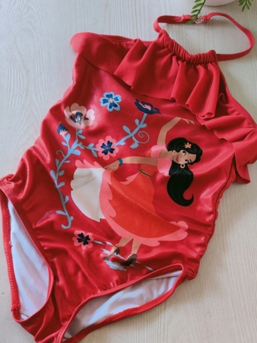 Disney Eleanor of Avalor Little Girls Red Swimsuit Size 5/6