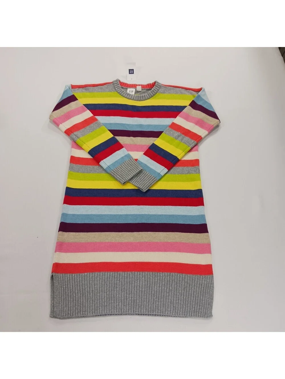 Gap Kids Girls' Multicolor Striped Cotton Blend Dress Size M (8-9)