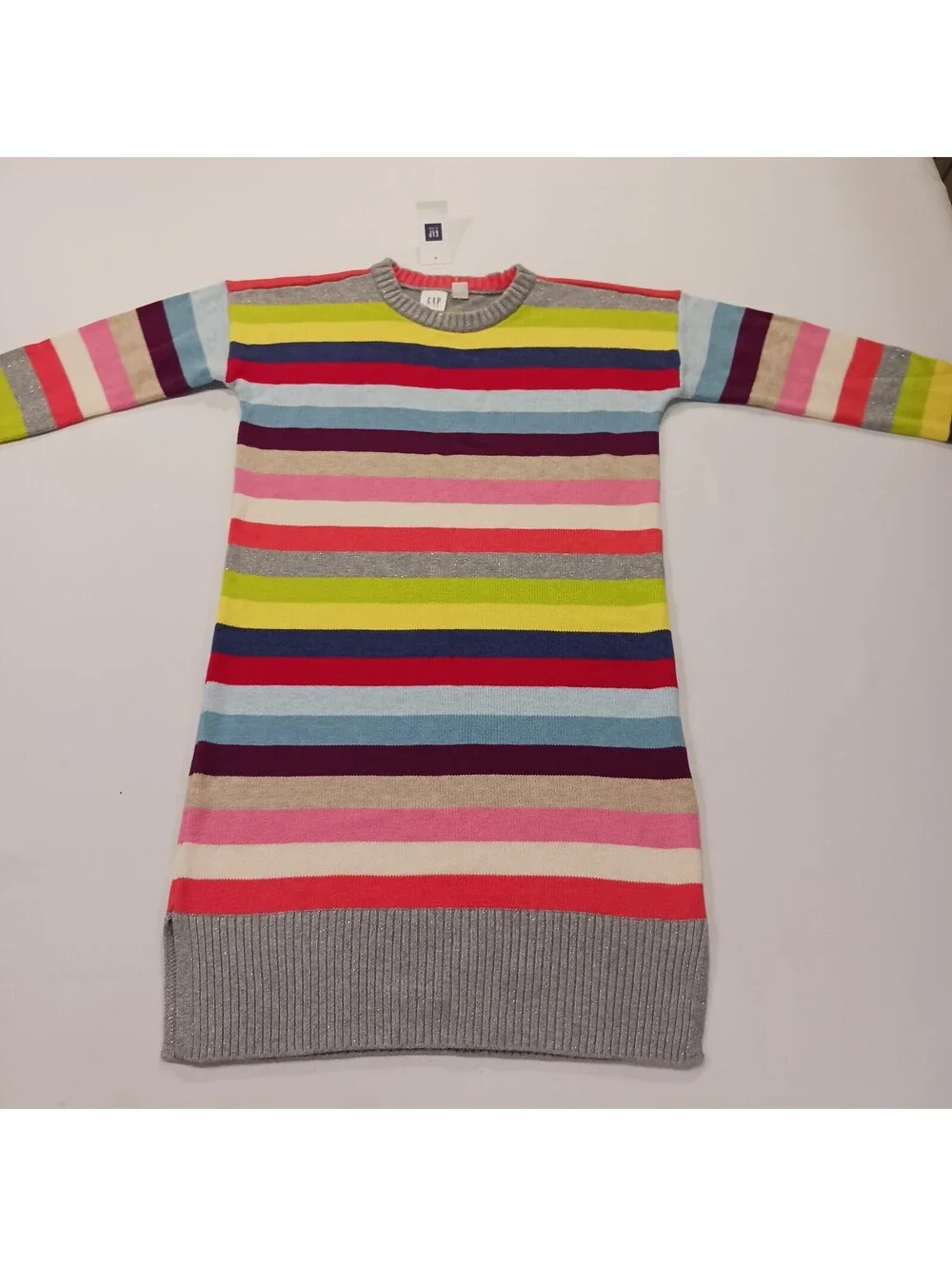 Gap Kids Girls' Multicolor Striped Cotton Blend Dress Size M (8-9)