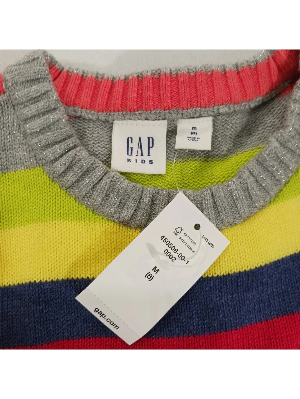 Gap Kids Girls' Multicolor Striped Cotton Blend Dress Size M (8-9)