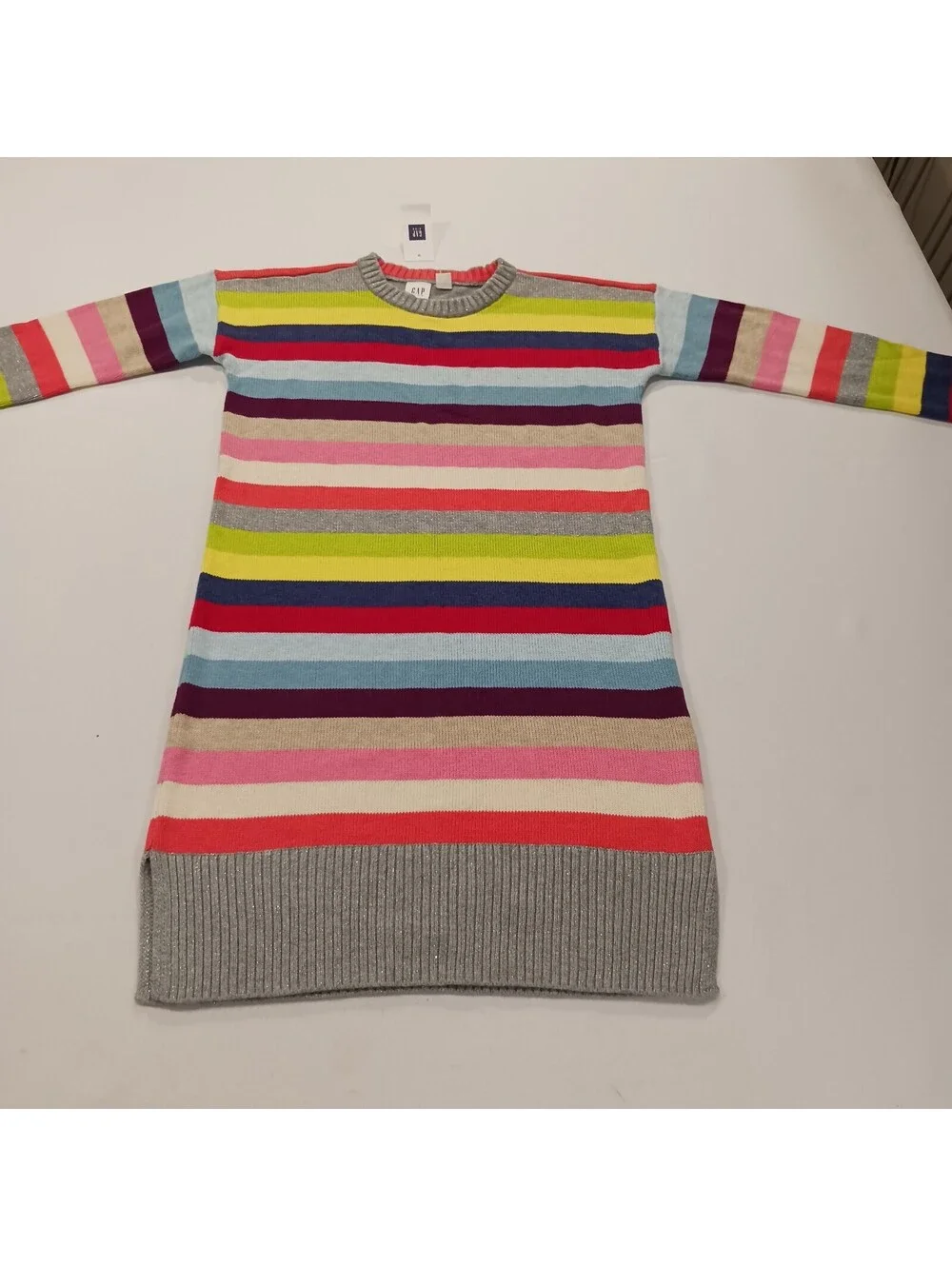Gap Kids Girls' Multicolor Striped Cotton Blend Dress Size M (8-9)