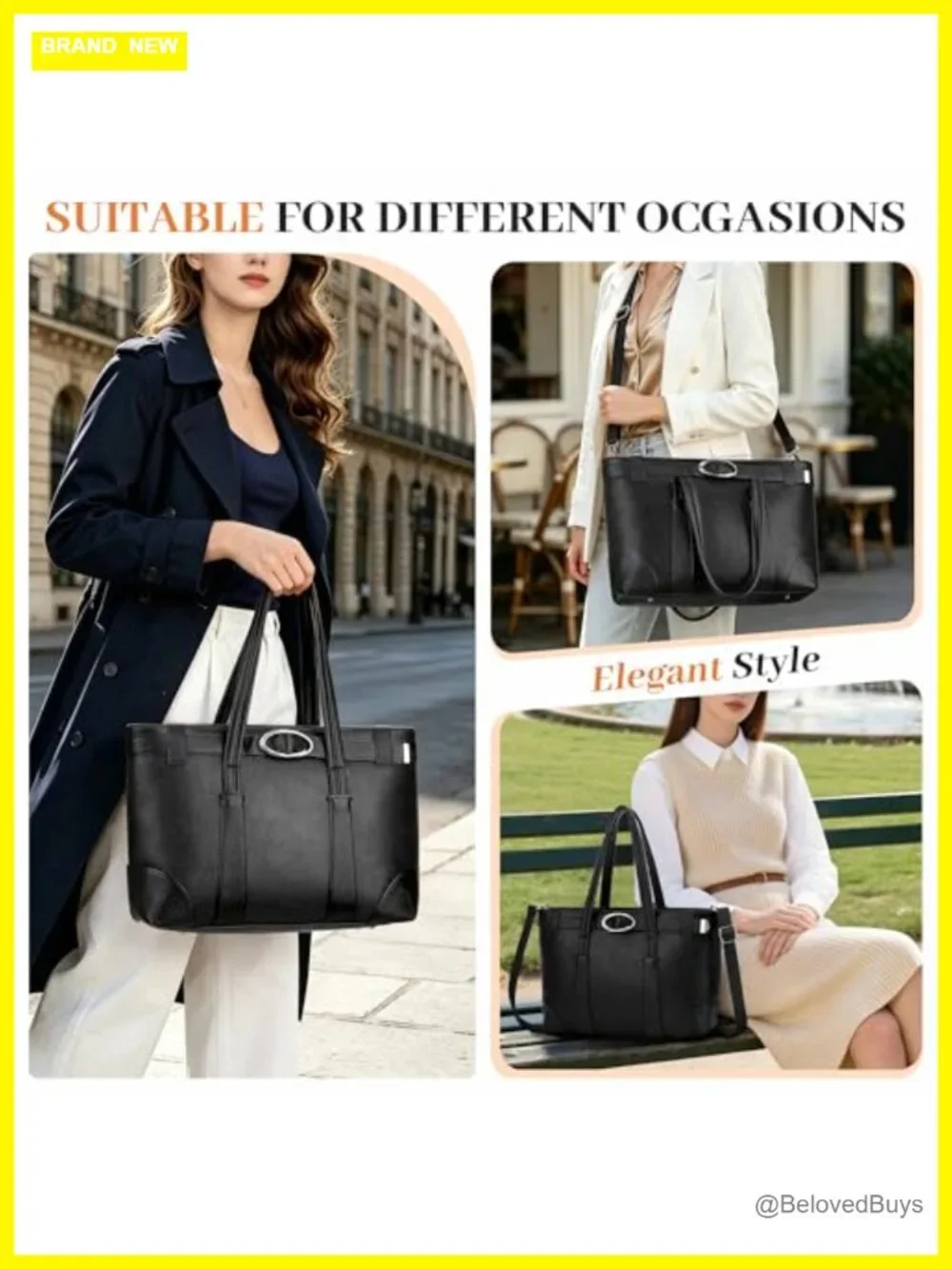 Large Vegan Leather Satchel Handbag with Detachable Shoulder Strap