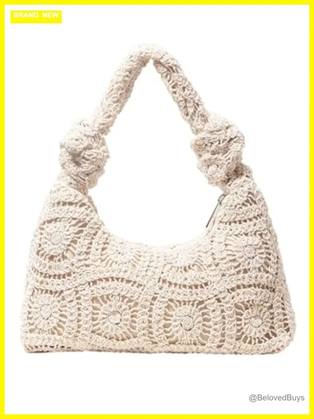 Crochet Knot Satchel Handbag Top Handle Beach Vacation Boho Bag