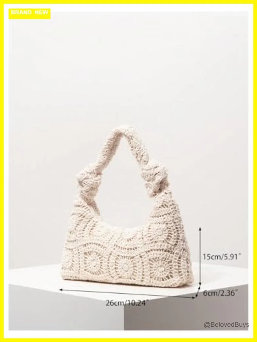 Crochet Knot Satchel Handbag Top Handle Beach Vacation Boho Bag