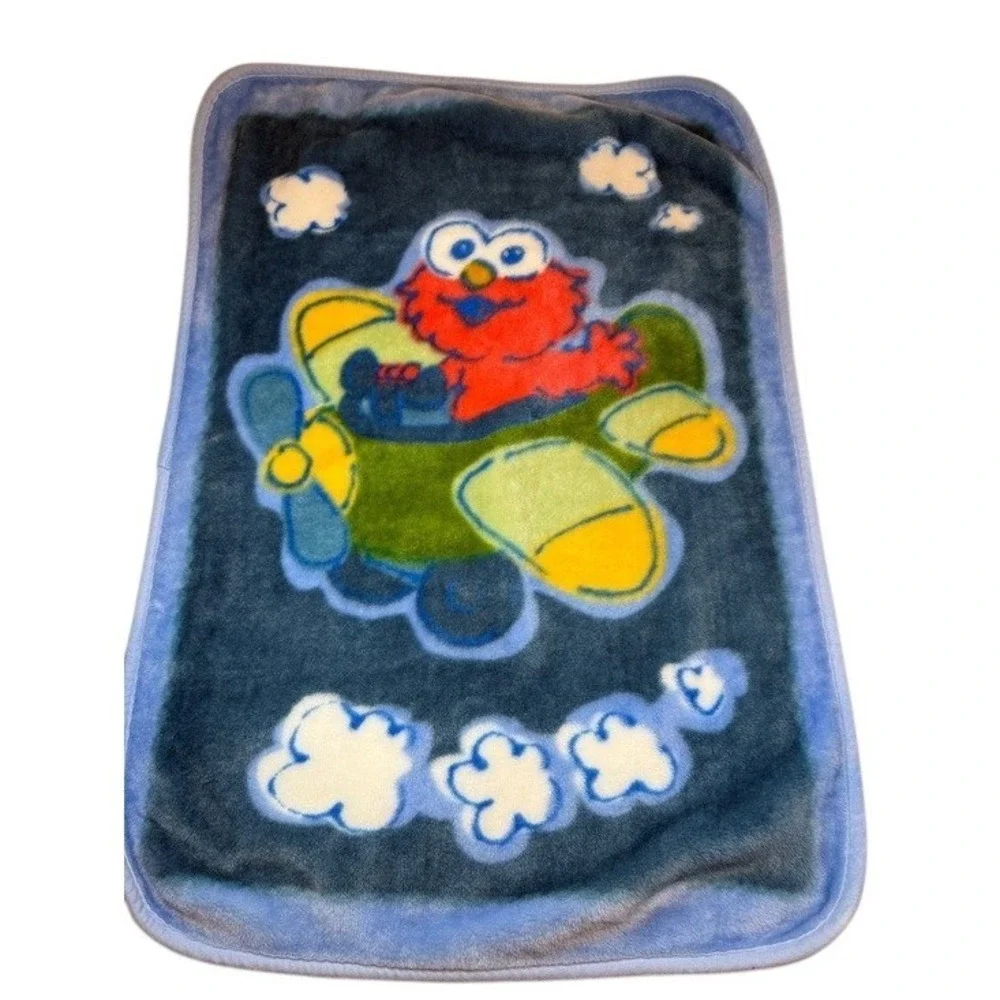 Vintage Sesame‎ Beginnings Baby Elmo Airplane Fleece Unisex Blanket 2005