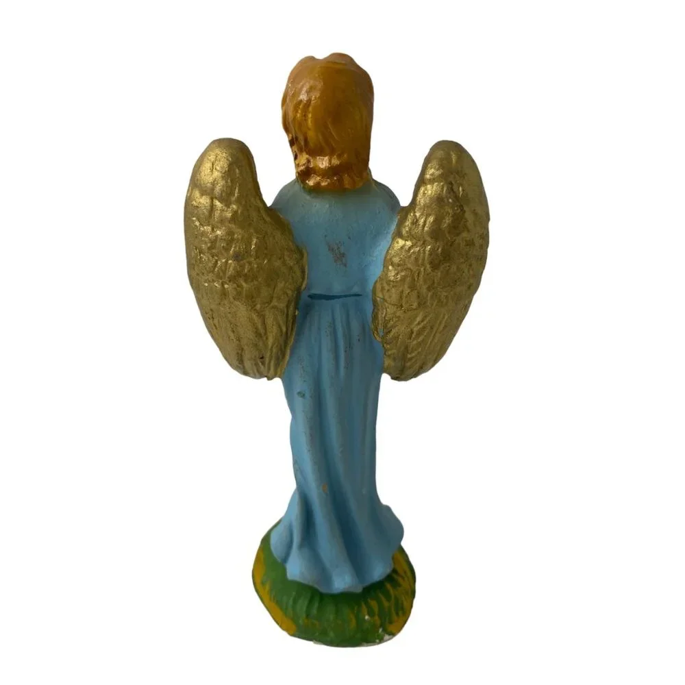 Vintage nativity figure standing angel paper mache‎ hand painted Christmas Italy