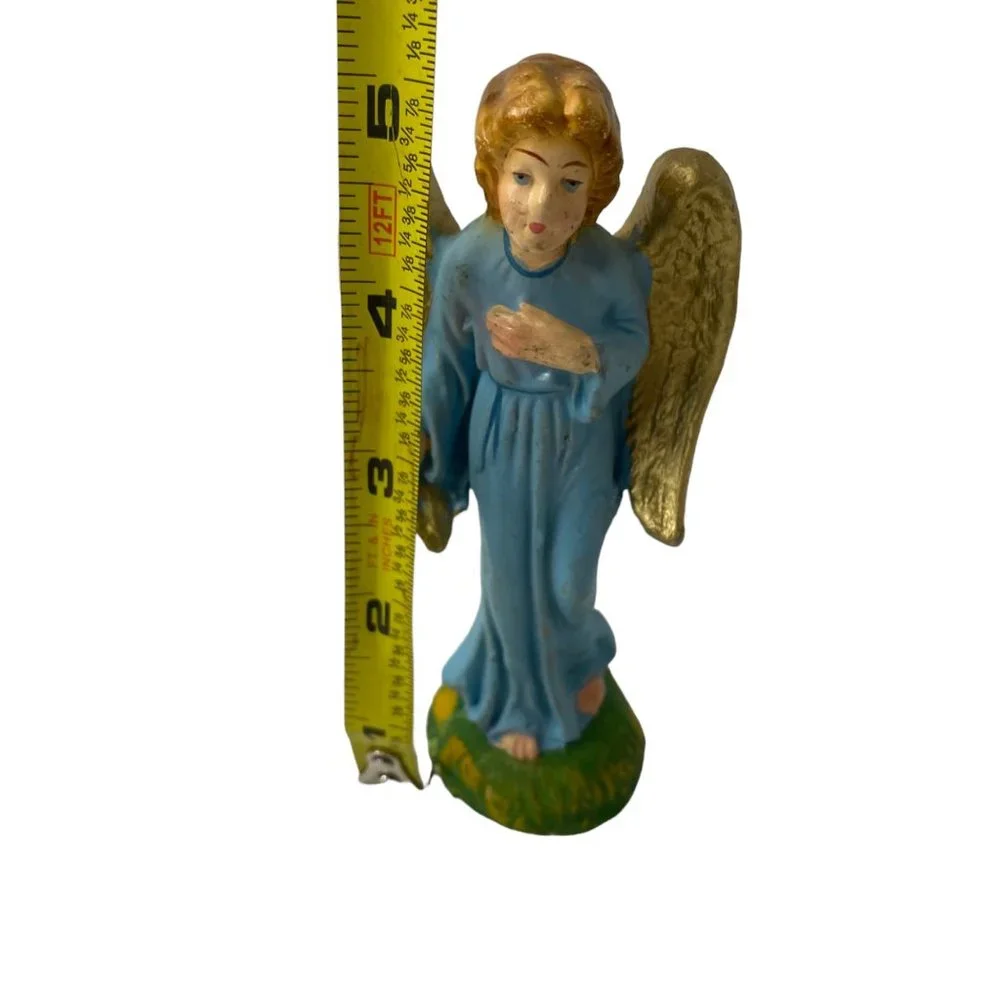 Vintage nativity figure standing angel paper mache‎ hand painted Christmas Italy
